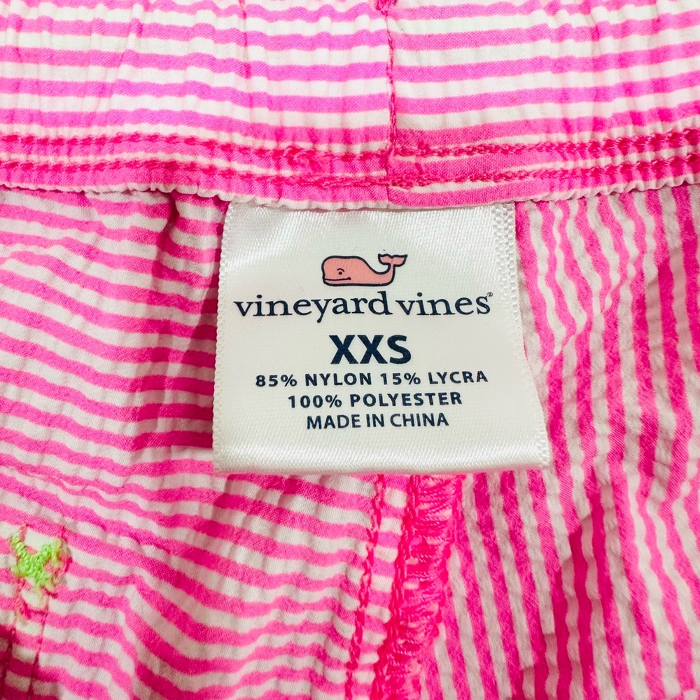 Vineyard Vines Pink White Striped Shorts Tassel Drawstring , Green Pokers XXS - Picture 6 of 7
